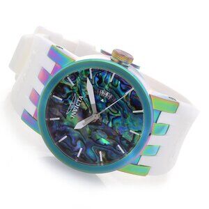 INVICTA 47MM ABALONE WITH WHITE SILICONE BAND WATCH NEW RARE